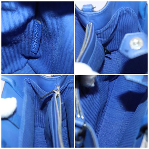 FENDI Petite 2Jours Hand Bag Leather 2way Blue Silver Auth BA6607 - Picture 15 of 16